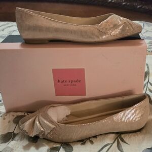 NEW! Kate Spade Nance Metallic Blush Pink Pointed-Toe Ballet Flats